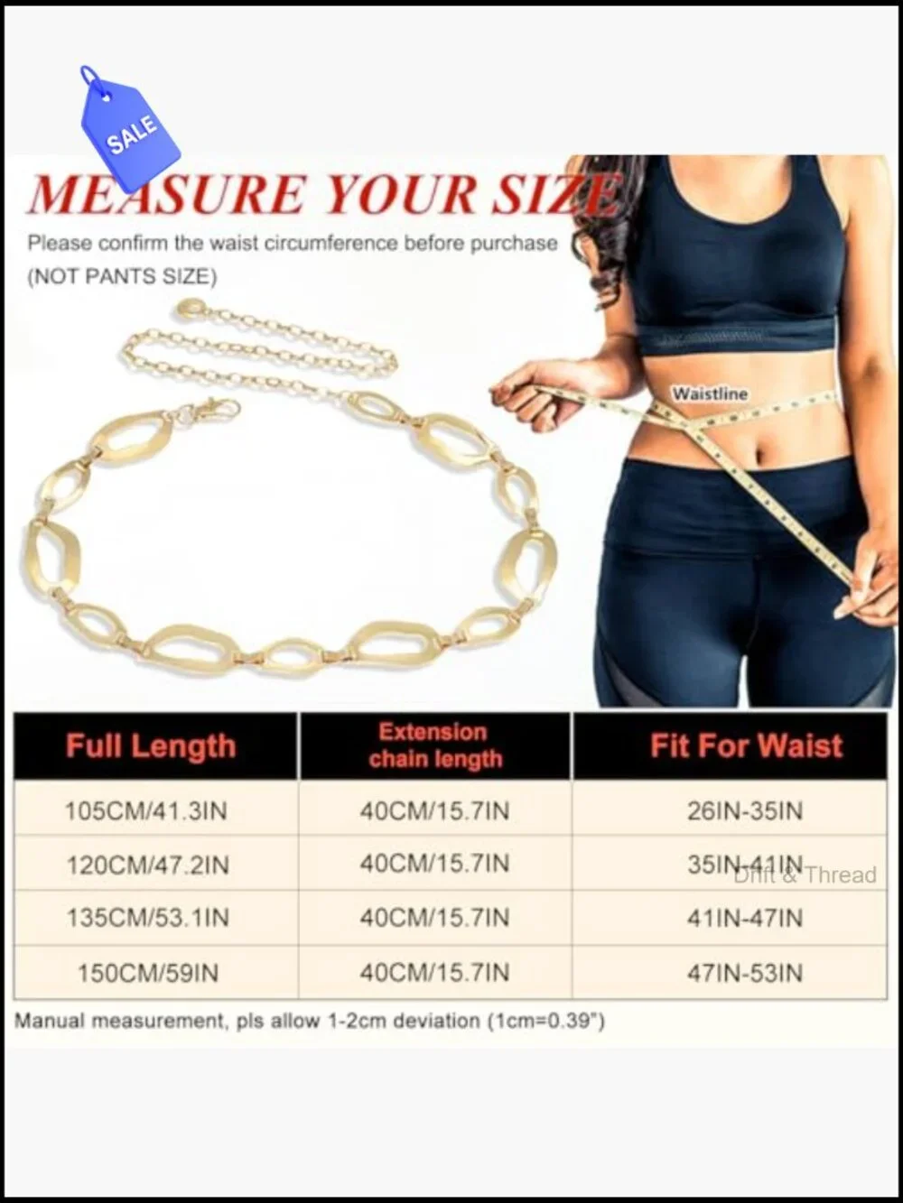 Chunky Waist Chain Belt for Dresses Ladies Curb Link